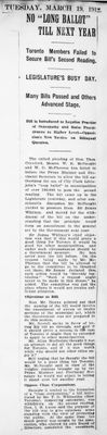 Ontario Scrapbook Hansard, 19 Mar 1912