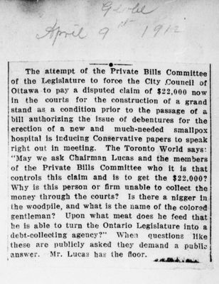 Ontario Scrapbook Hansard, 9 Apr 1912