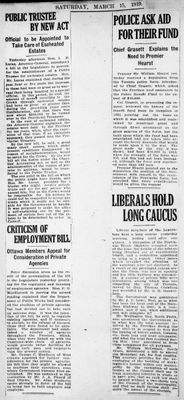 Ontario Scrapbook Hansard, 15 Mar 1919