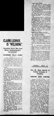 Ontario Scrapbook Hansard, 5 May 1922