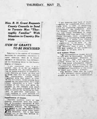 Ontario Scrapbook Hansard, 25 May 1922