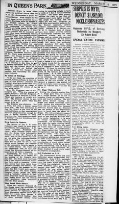 Ontario Scrapbook Hansard, 14 Mar 1923