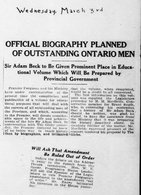 Ontario Scrapbook Hansard, 3 Mar 1926