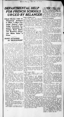 Ontario Scrapbook Hansard, 11 Feb 1927