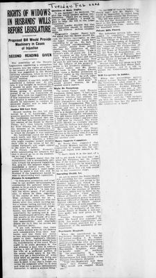 Ontario Scrapbook Hansard, 22 Feb 1927