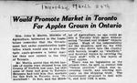 Would Promote Market in Toronto For Apples Grown in Ontario