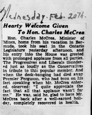 Ontario Scrapbook Hansard, 20 Feb 1929