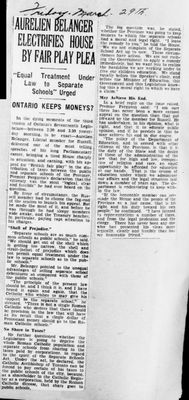 Ontario Scrapbook Hansard, 29 Mar 1929