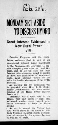 Ontario Scrapbook Hansard, 28 Feb 1930