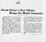 Drunk Driver's First Offense Brings Six-Month Suspension