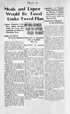 Ontario Scrapbook Hansard, 18 Mar 1931