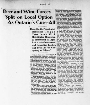 Ontario Scrapbook Hansard, 10 Apr 1933