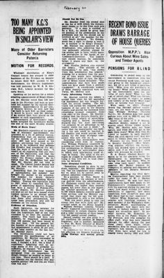 Ontario Scrapbook Hansard, 20 Feb 1934