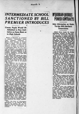 Ontario Scrapbook Hansard, 6 Mar 1934