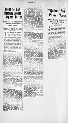 Ontario Scrapbook Hansard, 16 Mar 1935