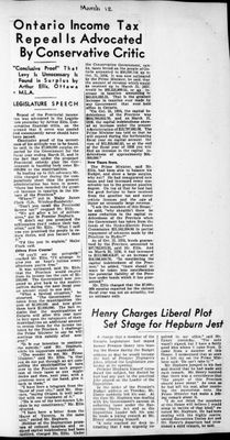 Ontario Scrapbook Hansard, 12 Mar 1937