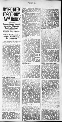 Ontario Scrapbook Hansard, 11 Mar 1938