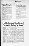 Holds Legislation Based on Wife Being 'a Slave'