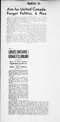 Ontario Scrapbook Hansard, 27 Mar 1941