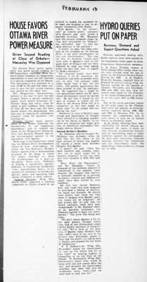 Ontario Scrapbook Hansard, 13 Feb 1943