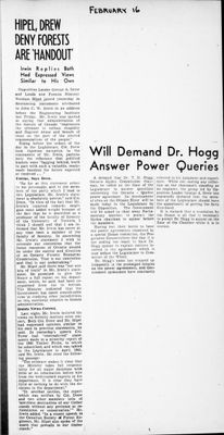 Ontario Scrapbook Hansard, 16 Feb 1943