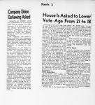 House Is Asked to Lower Vote Age From 21 to 18