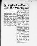 Affirms Mr. King Caustic Over That Man Hepburn