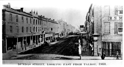 Dundas Street, looking east from Talbot Street, London, Ontario