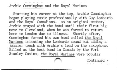 Archie Cunningham and the Royal Marines