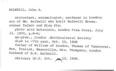 Balkwill, John A.