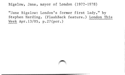 Bigelow, Jane, mayor of London (1972-1978)