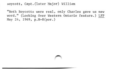 Boycott, Capt.(later Major) William