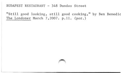 Budapest Restaurant - 348 Dundas Street