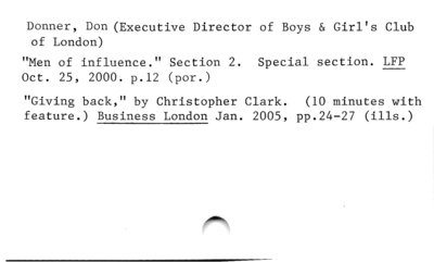 Donner, Don (Executive Director of Boys & Girl's Club
of London)