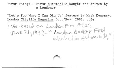 First Things - First automobile bought and driven by   a Londoner