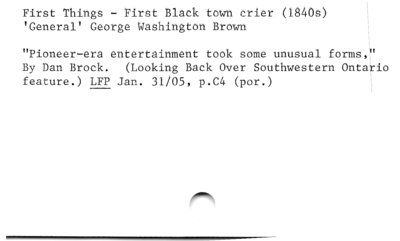 First Things - First Black town crier (1840's)