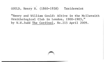 Gould, Henry H. (1860-1938) Taxidermist