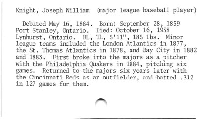 Knight, Joseph William (major league baseball player)