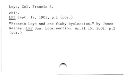 Leys, Col. Francis B.