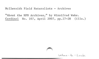 McIlwraith Field Naturalists - Archives