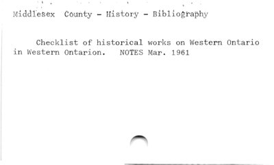 Middlesex County - History - Bibliography