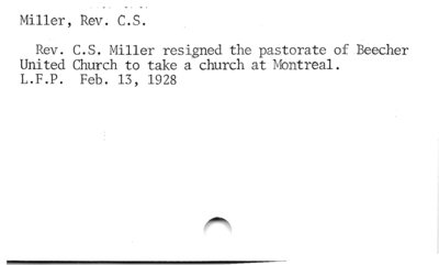 Miller, Rev. C.S.