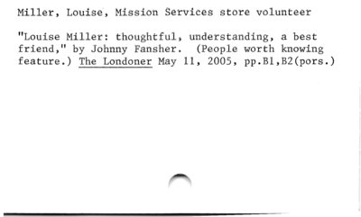 Miller, Louise, Mission Services store volunteer