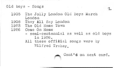 Old boys - Songs