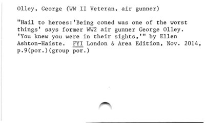 Olley, George (WW II Veteran, air gunner)