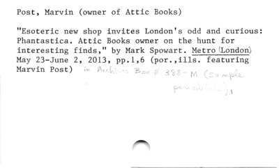 Post, Marvin (owner of Attic Books)