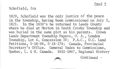 Schofield, Ira  Card 2