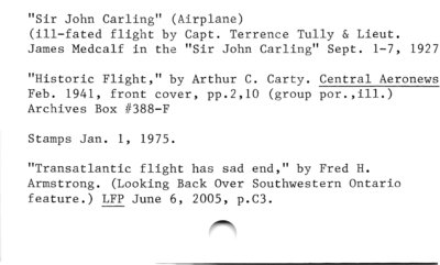 &quot;Sir John Carling&quot; (Airplane)