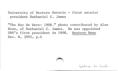 University of Western Ontario - first secular president Nathaniel C. James