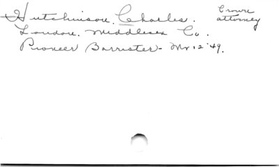 Hutchinson, Charles.  Crown Attorney